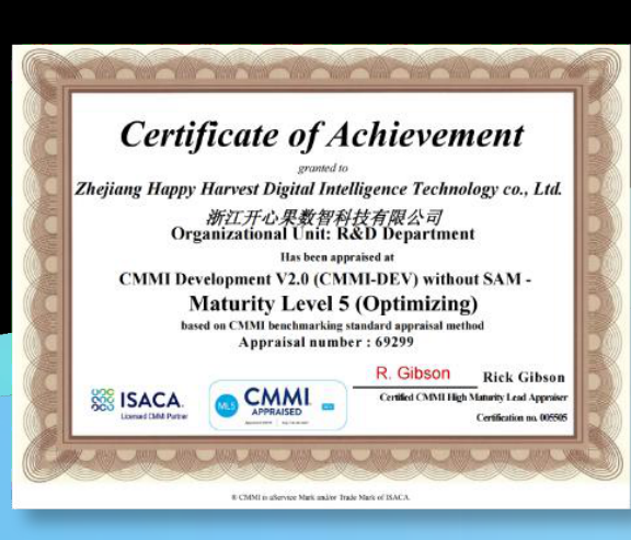 CMMI5 开发成熟度证书